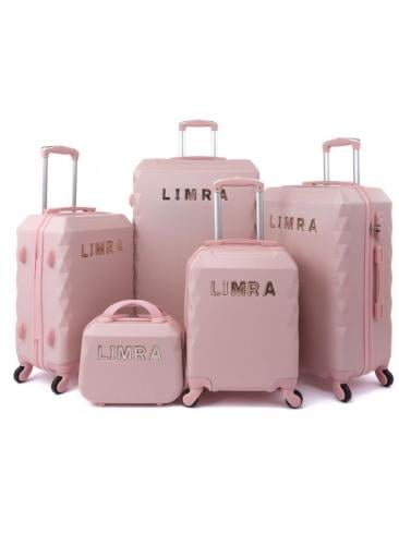 طقم شنط سفر مكون من 5 حقائب من ليمرا لون وردي
