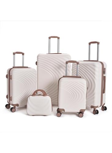 طقم شنط سفر مكون من 5 حقائب لون بيج / ذهبي