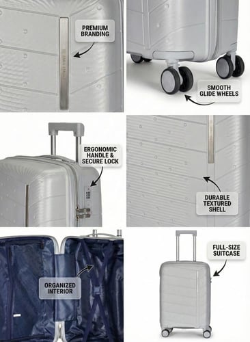 طقم حقائب سفر 4 قطع من مادة البولي بروبلين (PP) -...