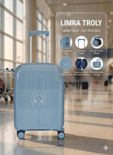 LIMRA TROLY طقم شنط سفر بولي بروبلين PP 4 قطع – مق...