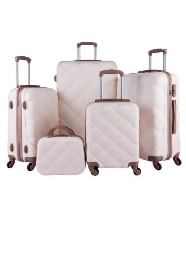 طقم شنط سفر مكون من 5 حقائب من ليمرا لون بيج /ذهبي