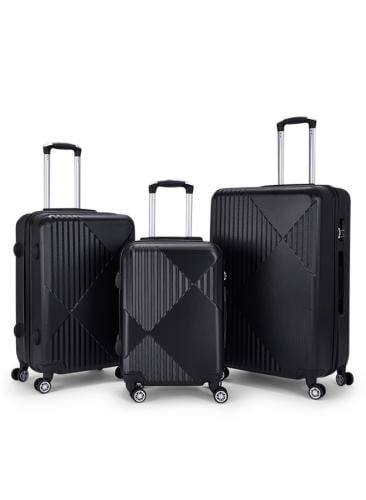 طقم شنط سفر مكون من 3 حقائب أمتعة لون اسود