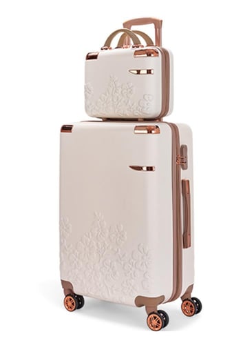 طقم شنط سفر مكون من 5 حقائب من ليمرا لون بيج\ذهبي