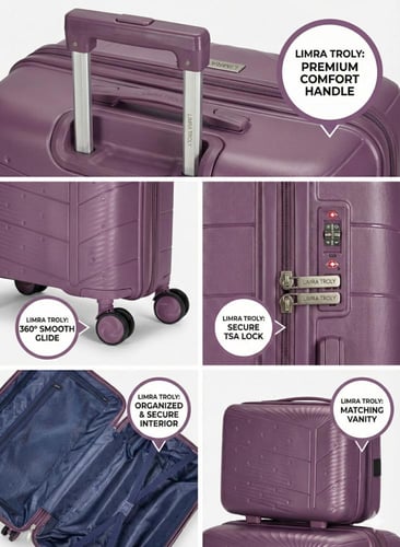 طقم حقائب سفر 4 قطع من مادة البولي بروبلين (PP) -...