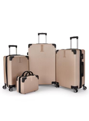 طقم شنط سفر مكون من 4 قطع ذهبي / أسود