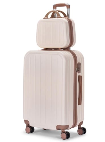 طقم شنط سفر مكون من 6 حقائب من ليمرا لون بيج/ذهبي