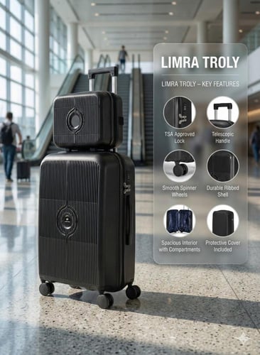 LIMRA TROLY طقم شنط سفر بولي بروبلين PP 4 قطع – مق...