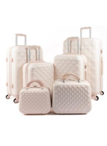 طقم شنط سفر مكون من 6 حقائب أمتعة لون بيج