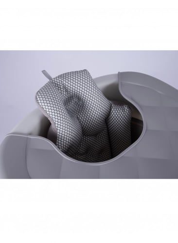 بانيو متنقل قابل للطي مع مخدة اسفنج رمادي