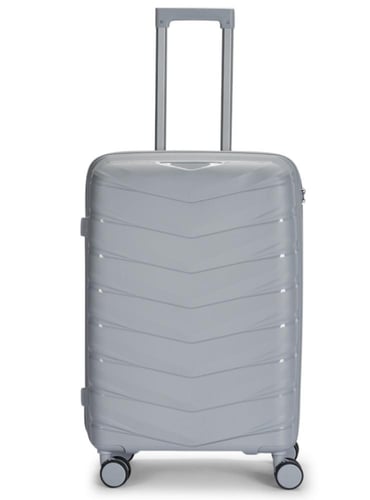 طقم شنط سفر مكون من 4 حقائب مقاوم للكسر رمادي فاتح