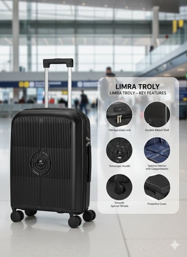 LIMRA TROLY طقم شنط سفر بولي بروبلين PP 4 قطع – مق...