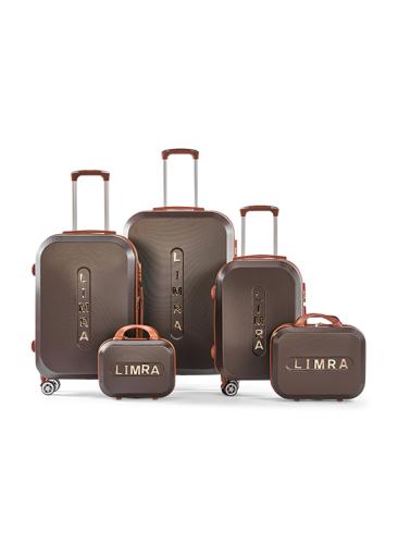 طقم شنط سفر مكون من 5 حقائب أمتعة لون بني / اورانج