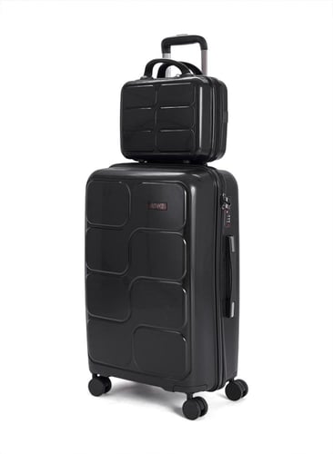 طقم شنط سفر مكون من 5 حقائب مقاوم للكسر لون أسود