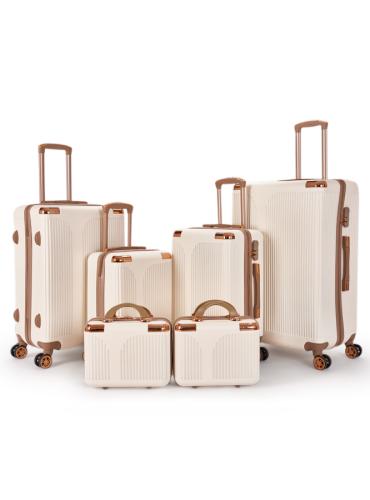 طقم شنط سفر حجم كبير مكون من 6 حقائب من ليمرا لون...