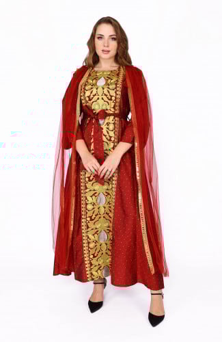 جلابية تطريز كمبيوتر مع تل