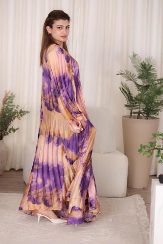 فستان كسرات مموج بأناقة احترافية مفتوح الأزرار – م...