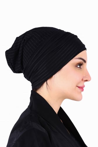 توربان قطعتين قطن - لون أسود مخطط من بلاك وينج