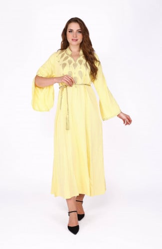 جلابية بتطريز كمبيوتر مفتوح الأكمام من بلاك وينج –...