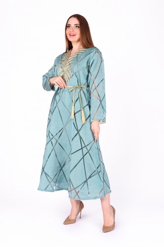 جلابية مرسومة مع فستان داخلي منفصل – لمسة من الفخا...