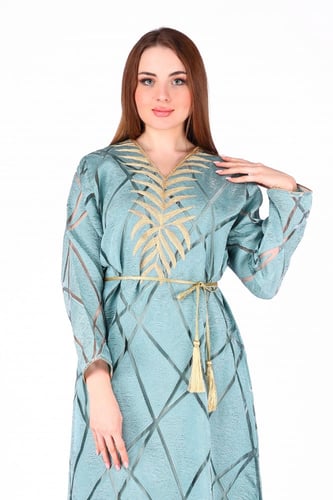 جلابية مرسومة مع فستان داخلي منفصل – لمسة من الفخا...