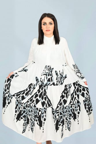 فستان ميدي مطبوع جلد الزرافة