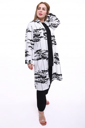 طقم عصري أنيق أوف وايت مشجر من بلاك وينج