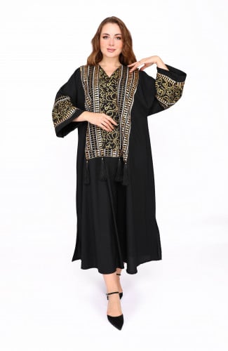 جلابية تطريز كمبيوتر طول ميدي من بلاك وينج