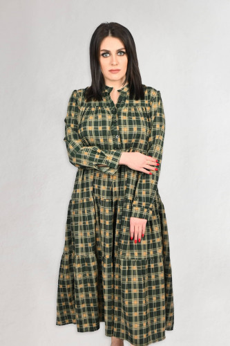 فستان ميدي مربعات قماش حرير