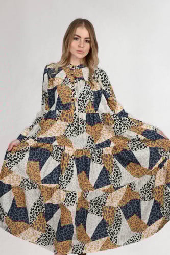 فستان ميدي طبعة جلد النمر