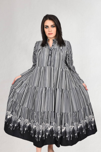 فستان ميدي مرسوم بطبعات