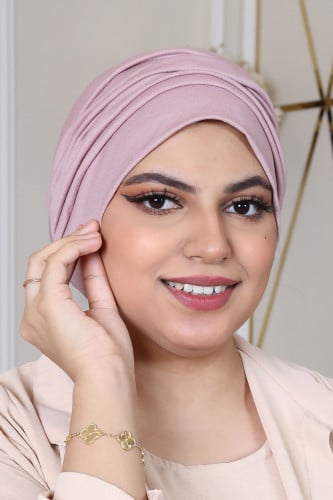 توربان آسيا متعدد الثنيات بلون وردي – نعومة القطن...