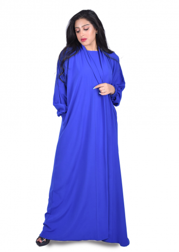 عباية (طقـــم) موديل كم مزموم | أزرق نيلي