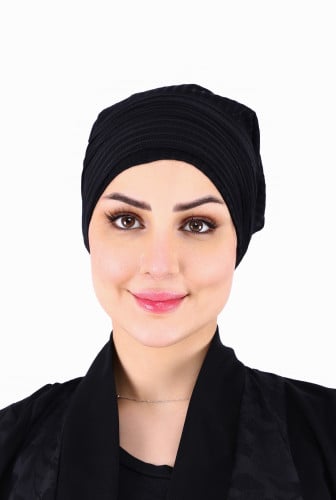 توربان قطعتين قطن - لون أسود مخطط من بلاك وينج