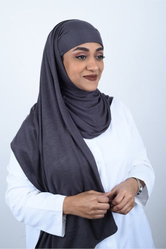 الحجاب الذكي بربط مقوى من خامة القطن المنمش من بلا...