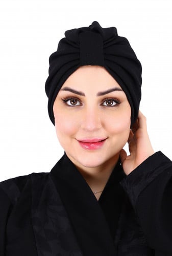 توربان بعقدة لون أسود من بلاك وينج – قماش قطني ناع...