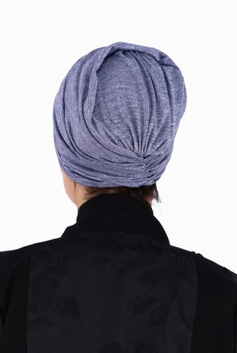 توربان آسيا متعدد الثنيات قماش قطن منمش لون كحلي ف...