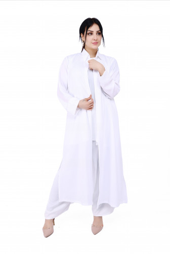 طقم ثلاث قطع لون أوف وايت مفتوح الجوانب