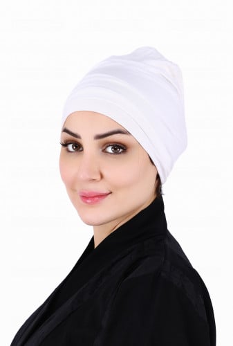 توربان آسيا متعدد الثنيات بقماش قطن أوف وايت من Bl...