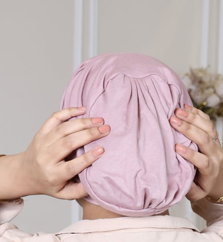 توربان آسيا متعدد الثنيات بلون وردي – نعومة القطن...