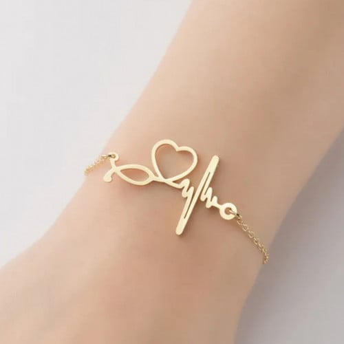 أسوار يد بشكل سماعة طبية وموجات ECG، سلسال طبي