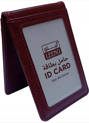 حامل بطاقة العمل، حامل البطاقة التعريفية، جلد، بني