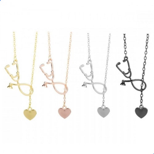 سلسال بتصميم سماعة طبية + قلب، يتوفر 4 ألوان