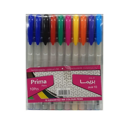 اقلام حبر متماسك طقم 10 ألوان رأس فضي 1.0 بريما
