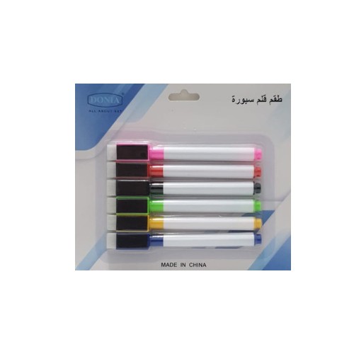 طقم قلم سبورة للاطفال 6 الوان دنيا