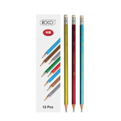 اقلام رصاص روكو HB مع ممحاة ملون كرتون ملون 12 مرس...