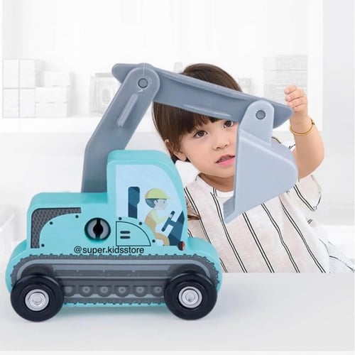 مجموعة سيارات البناء الخشبية