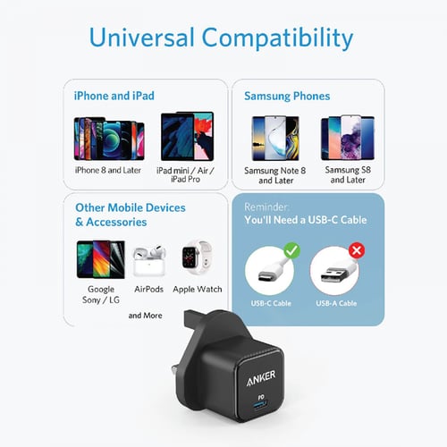 انكر - شاحن جداري كيوب باوربورت الجيل الثالث بمنفذ...
