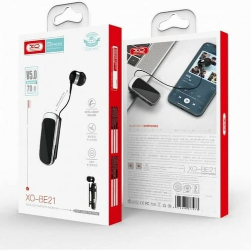 XO-BE21 - سماعة بلوتوث بمشبك خلفي - أسود