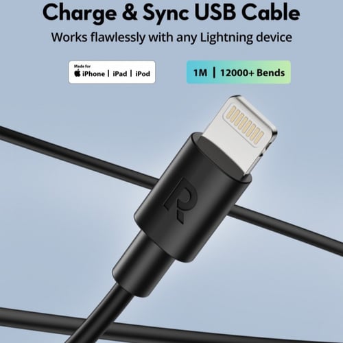 كومبو راف باور شاحن سيارة ، كيبل USB-A الى لايتننق...