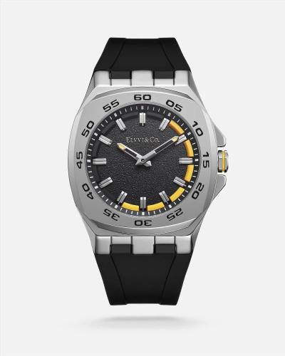 ساعة رجالية من الربل باللون الأسود